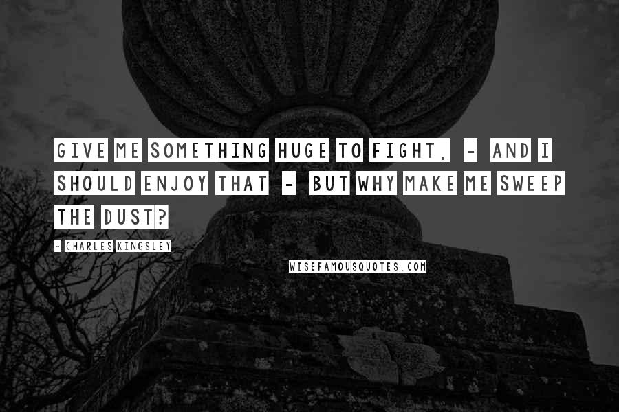 Charles Kingsley Quotes: Give me something huge to fight,  -  and I should enjoy that  -  but why make me sweep the dust?