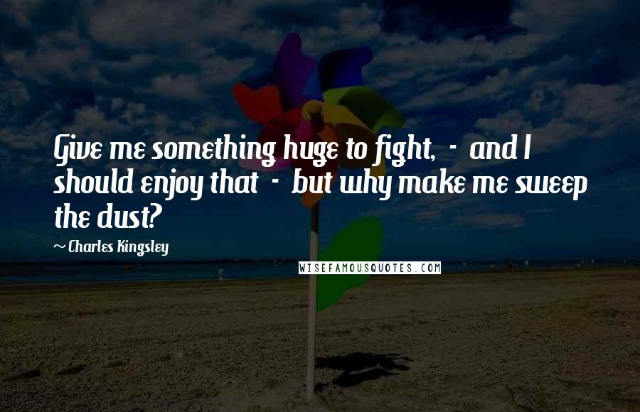 Charles Kingsley Quotes: Give me something huge to fight,  -  and I should enjoy that  -  but why make me sweep the dust?