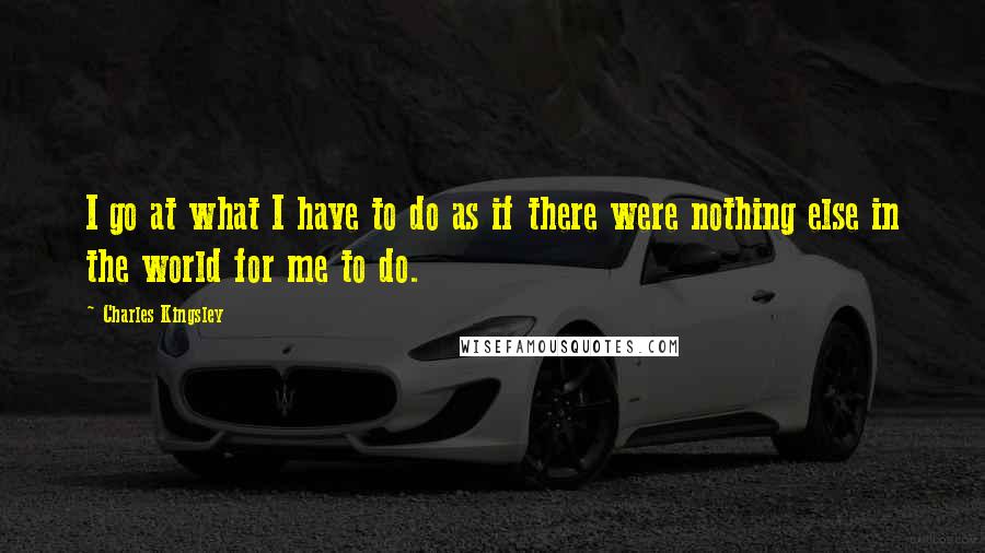 Charles Kingsley Quotes: I go at what I have to do as if there were nothing else in the world for me to do.