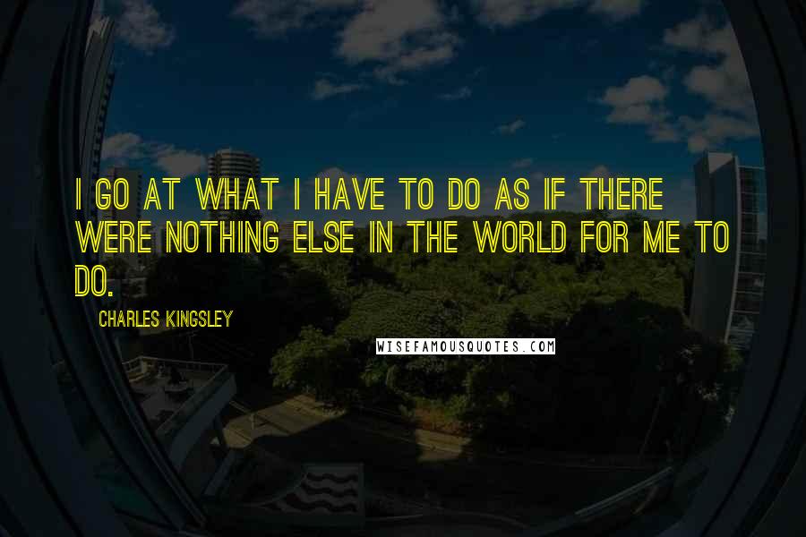 Charles Kingsley Quotes: I go at what I have to do as if there were nothing else in the world for me to do.