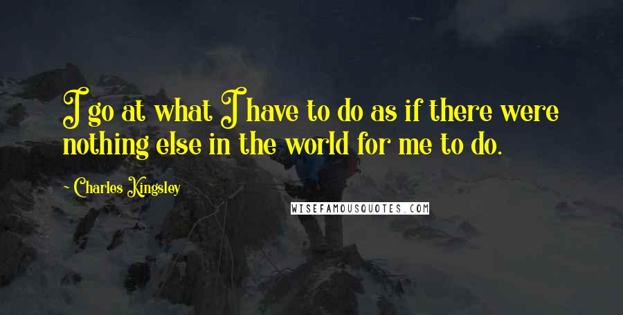 Charles Kingsley Quotes: I go at what I have to do as if there were nothing else in the world for me to do.