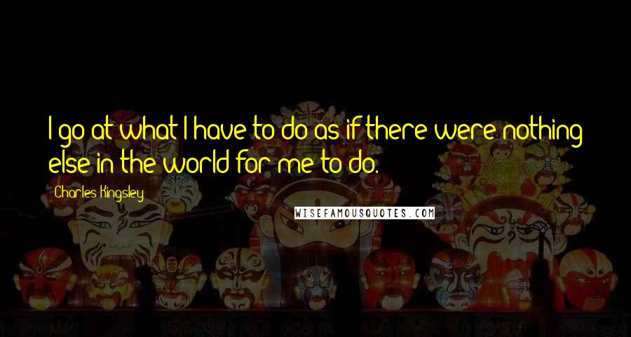 Charles Kingsley Quotes: I go at what I have to do as if there were nothing else in the world for me to do.