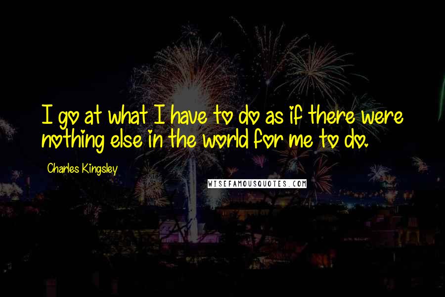 Charles Kingsley Quotes: I go at what I have to do as if there were nothing else in the world for me to do.