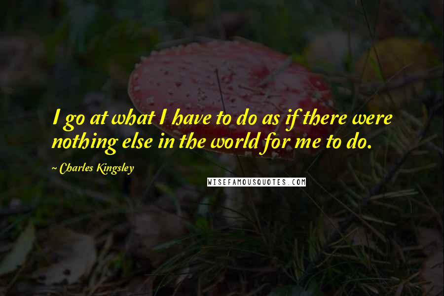 Charles Kingsley Quotes: I go at what I have to do as if there were nothing else in the world for me to do.