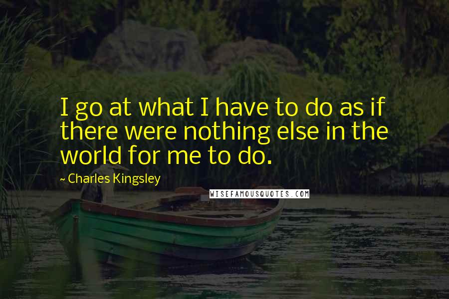 Charles Kingsley Quotes: I go at what I have to do as if there were nothing else in the world for me to do.