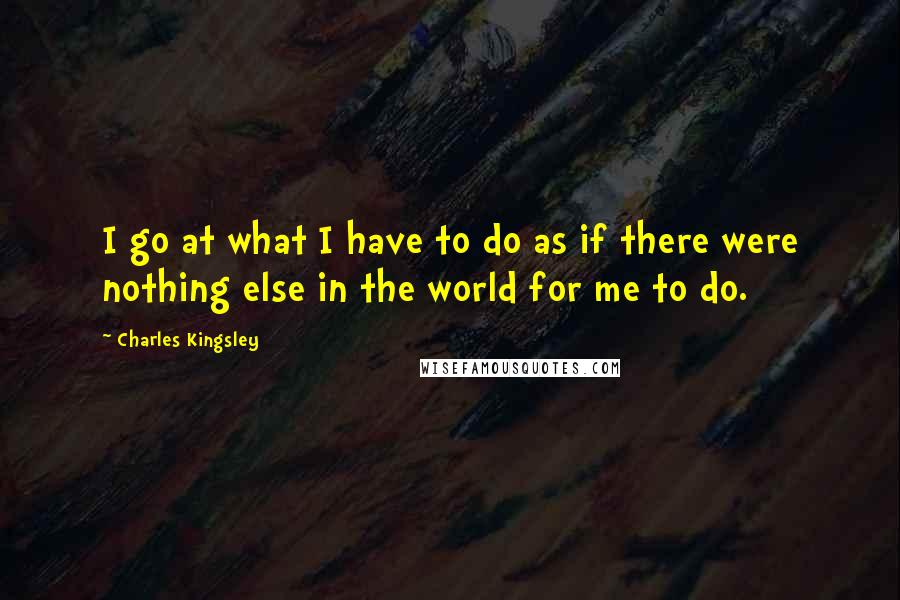 Charles Kingsley Quotes: I go at what I have to do as if there were nothing else in the world for me to do.