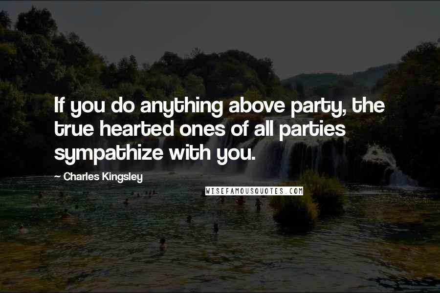 Charles Kingsley Quotes: If you do anything above party, the true hearted ones of all parties sympathize with you.