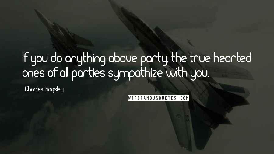 Charles Kingsley Quotes: If you do anything above party, the true hearted ones of all parties sympathize with you.