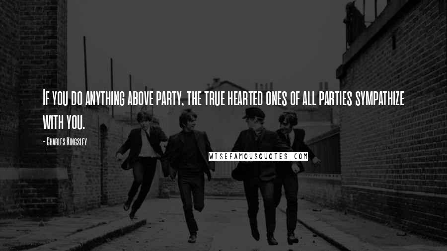 Charles Kingsley Quotes: If you do anything above party, the true hearted ones of all parties sympathize with you.