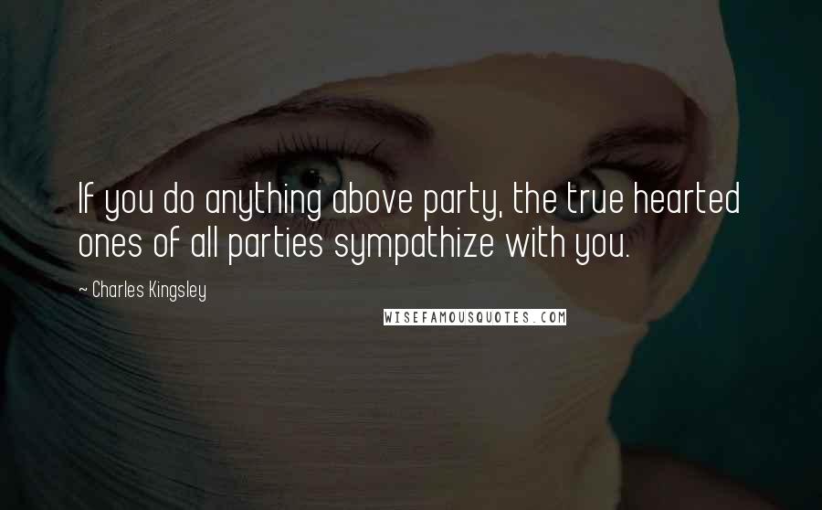 Charles Kingsley Quotes: If you do anything above party, the true hearted ones of all parties sympathize with you.