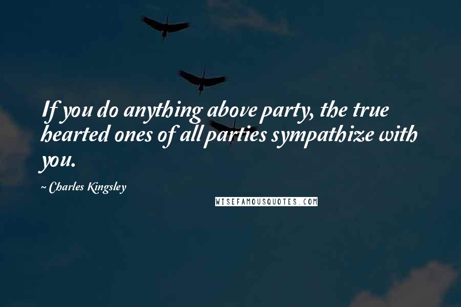 Charles Kingsley Quotes: If you do anything above party, the true hearted ones of all parties sympathize with you.