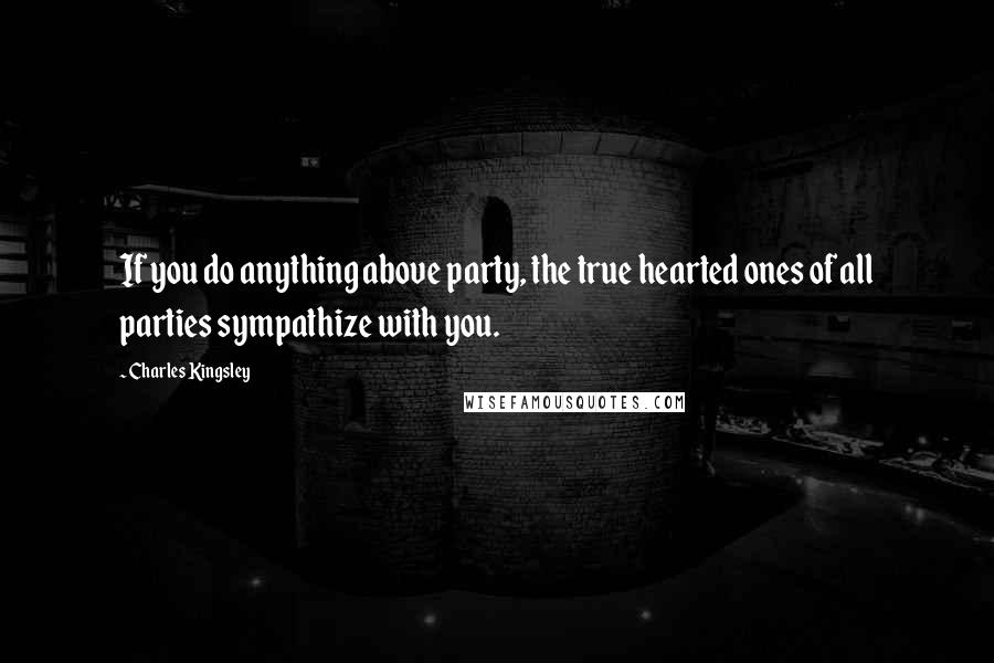 Charles Kingsley Quotes: If you do anything above party, the true hearted ones of all parties sympathize with you.