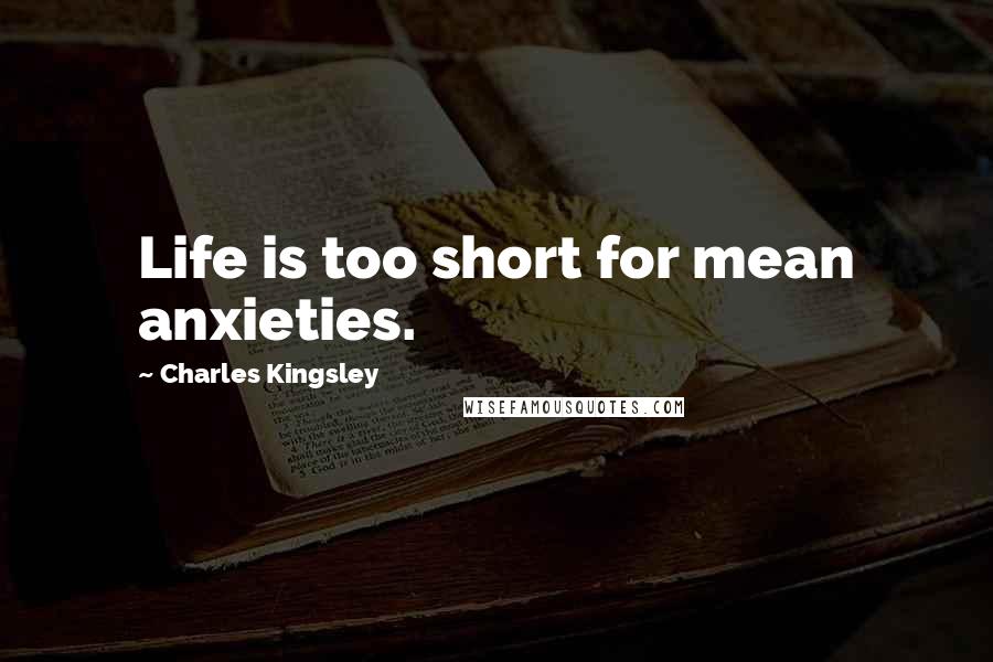 Charles Kingsley Quotes: Life is too short for mean anxieties.