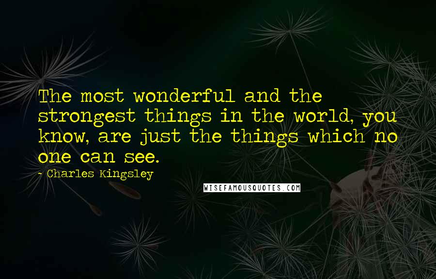 Charles Kingsley Quotes: The most wonderful and the strongest things in the world, you know, are just the things which no one can see.