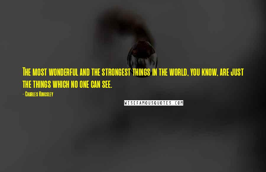 Charles Kingsley Quotes: The most wonderful and the strongest things in the world, you know, are just the things which no one can see.