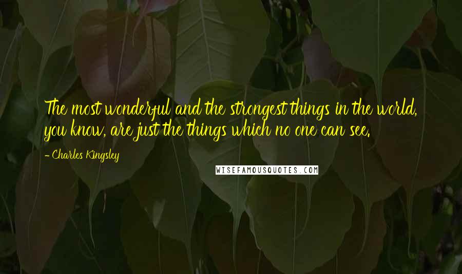 Charles Kingsley Quotes: The most wonderful and the strongest things in the world, you know, are just the things which no one can see.