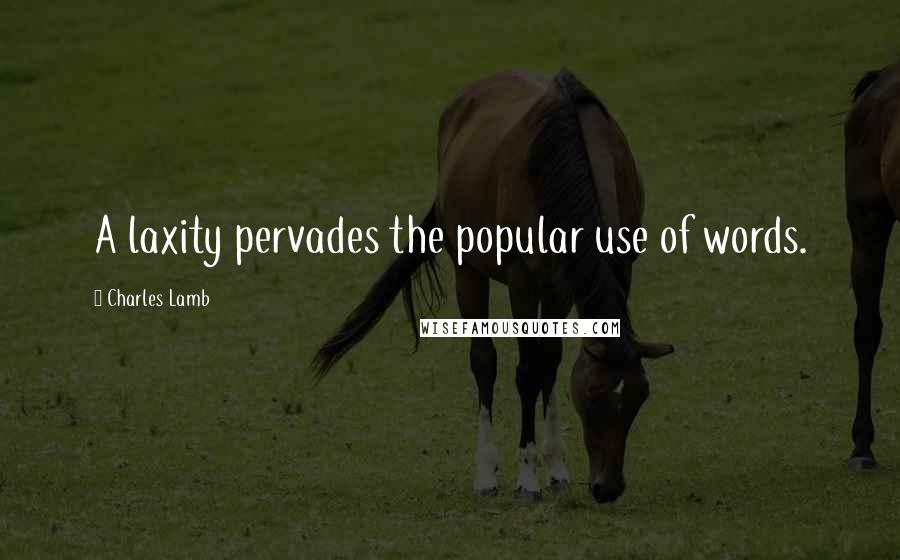 Charles Lamb Quotes: A laxity pervades the popular use of words.