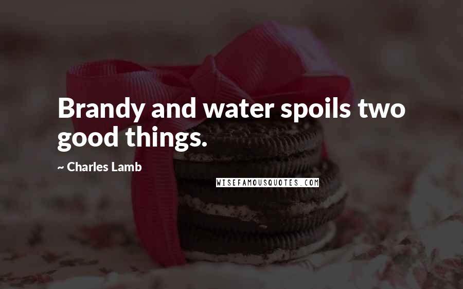 Charles Lamb Quotes: Brandy and water spoils two good things.