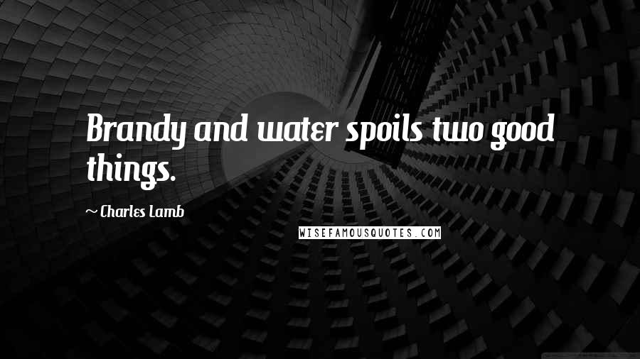 Charles Lamb Quotes: Brandy and water spoils two good things.