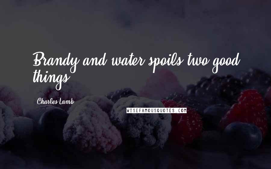 Charles Lamb Quotes: Brandy and water spoils two good things.