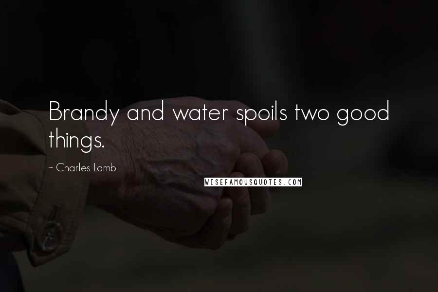 Charles Lamb Quotes: Brandy and water spoils two good things.