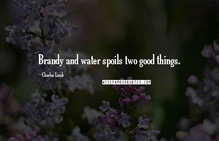 Charles Lamb Quotes: Brandy and water spoils two good things.