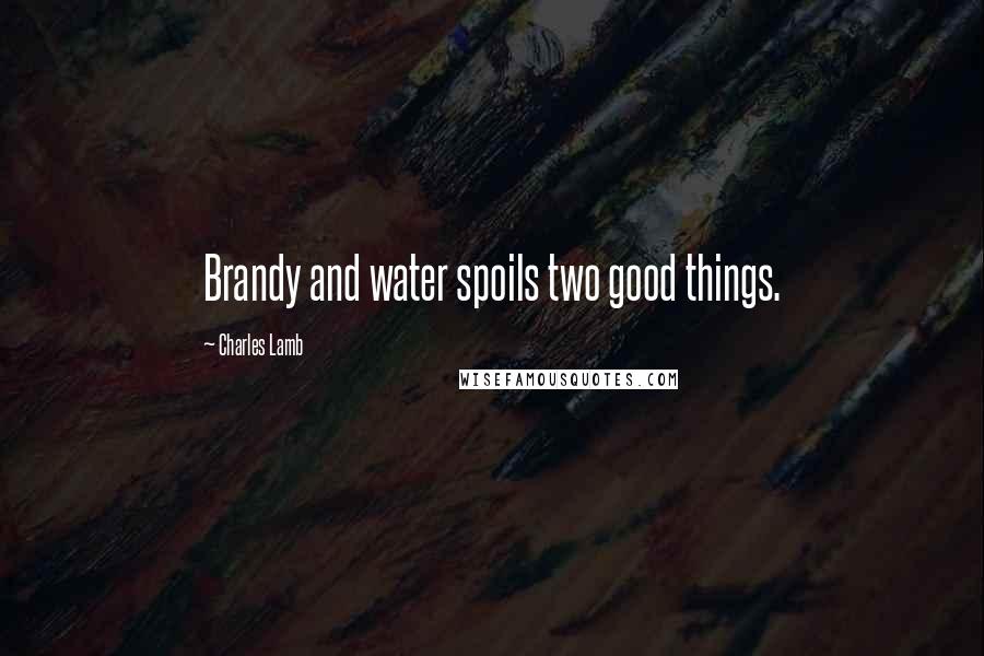 Charles Lamb Quotes: Brandy and water spoils two good things.