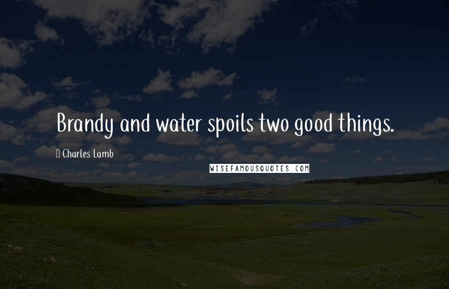 Charles Lamb Quotes: Brandy and water spoils two good things.