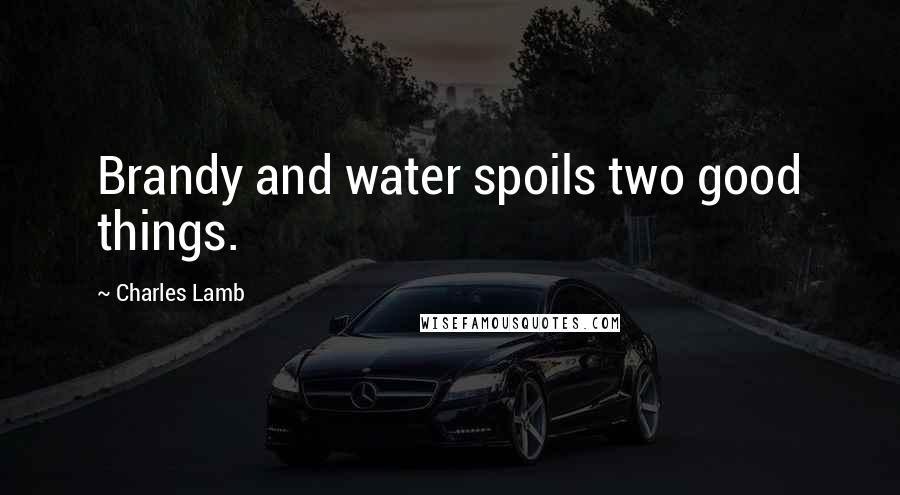 Charles Lamb Quotes: Brandy and water spoils two good things.