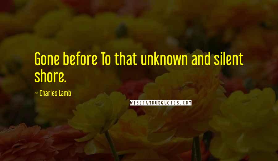 Charles Lamb Quotes: Gone before To that unknown and silent shore.