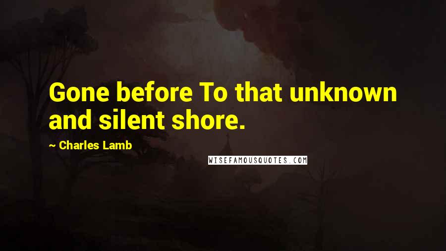 Charles Lamb Quotes: Gone before To that unknown and silent shore.