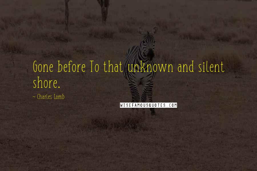 Charles Lamb Quotes: Gone before To that unknown and silent shore.