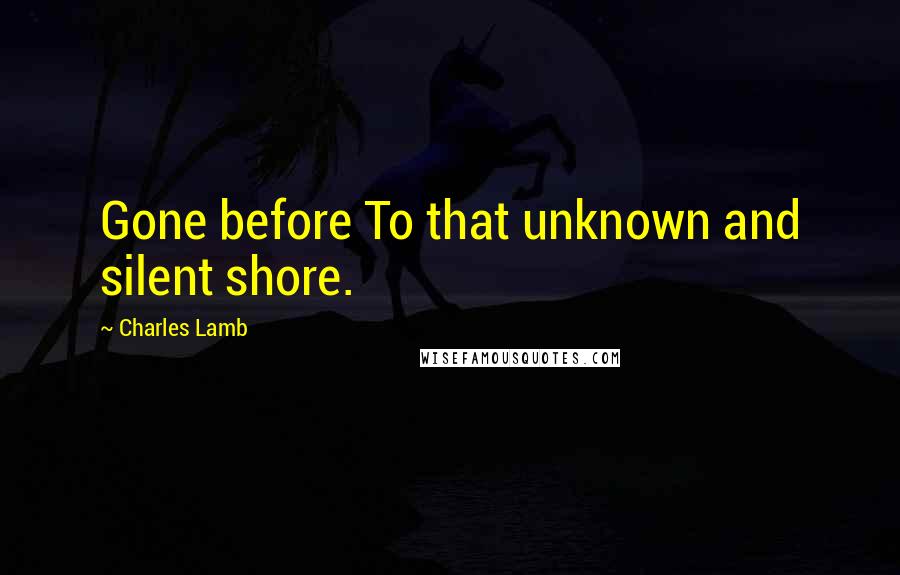 Charles Lamb Quotes: Gone before To that unknown and silent shore.