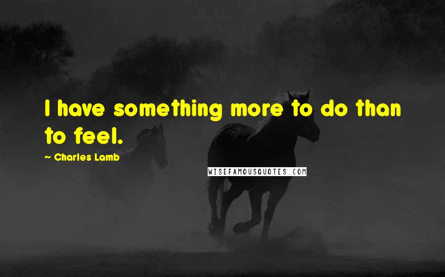 Charles Lamb Quotes: I have something more to do than to feel.