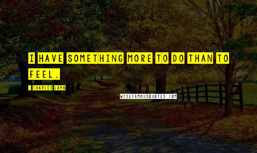 Charles Lamb Quotes: I have something more to do than to feel.