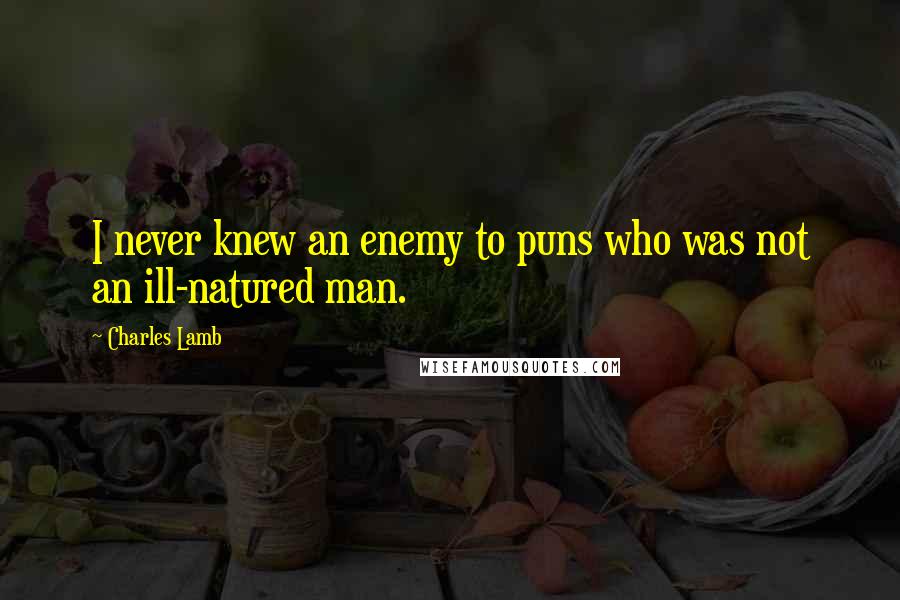 Charles Lamb Quotes: I never knew an enemy to puns who was not an ill-natured man.