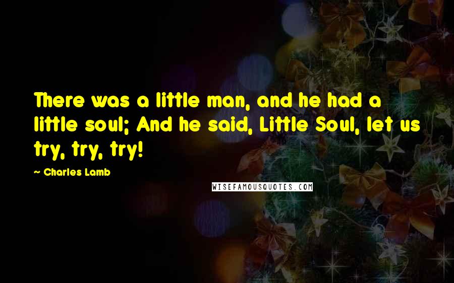 Charles Lamb Quotes: There was a little man, and he had a little soul; And he said, Little Soul, let us try, try, try!