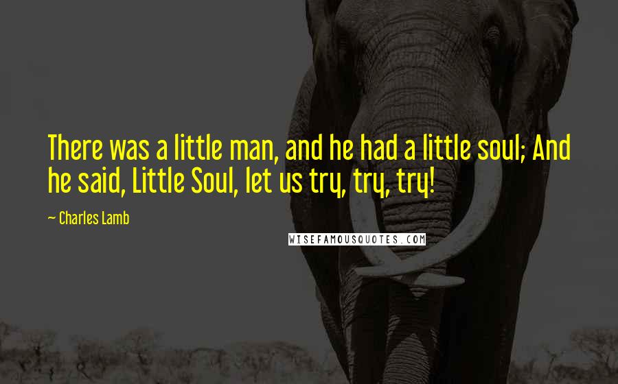 Charles Lamb Quotes: There was a little man, and he had a little soul; And he said, Little Soul, let us try, try, try!