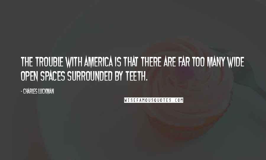 Charles Luckman Quotes: The trouble with America is that there are far too many wide open spaces surrounded by teeth.
