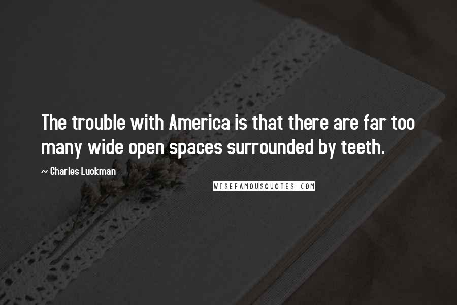 Charles Luckman Quotes: The trouble with America is that there are far too many wide open spaces surrounded by teeth.