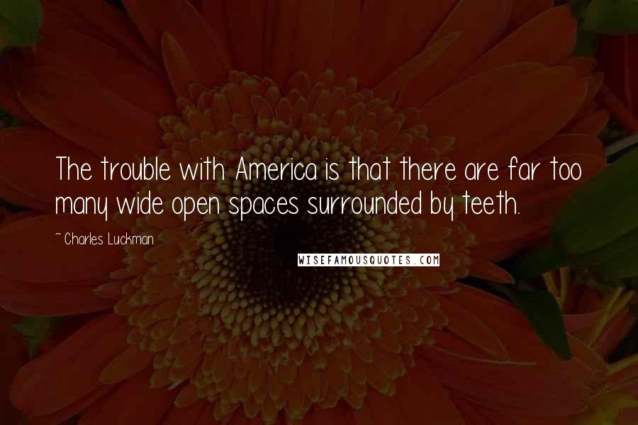 Charles Luckman Quotes: The trouble with America is that there are far too many wide open spaces surrounded by teeth.