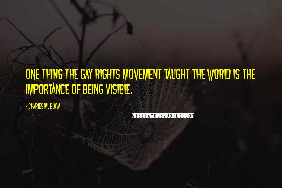 Charles M. Blow Quotes: One thing the gay rights movement taught the world is the importance of being visible.