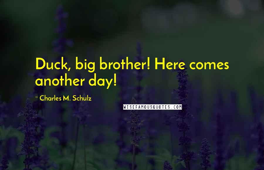 Charles M. Schulz Quotes: Duck, big brother! Here comes another day!