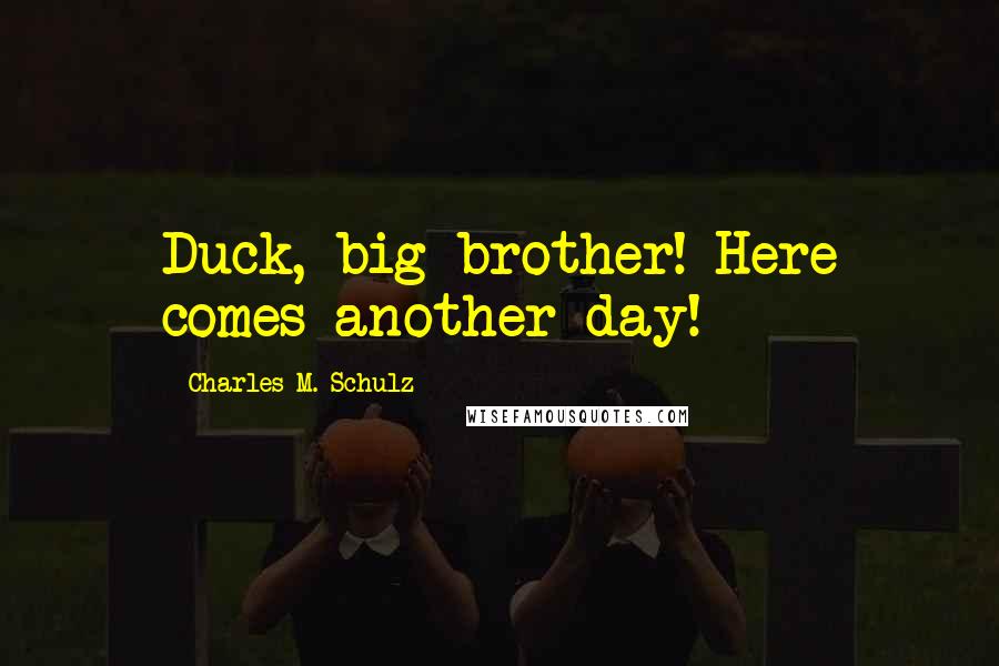 Charles M. Schulz Quotes: Duck, big brother! Here comes another day!