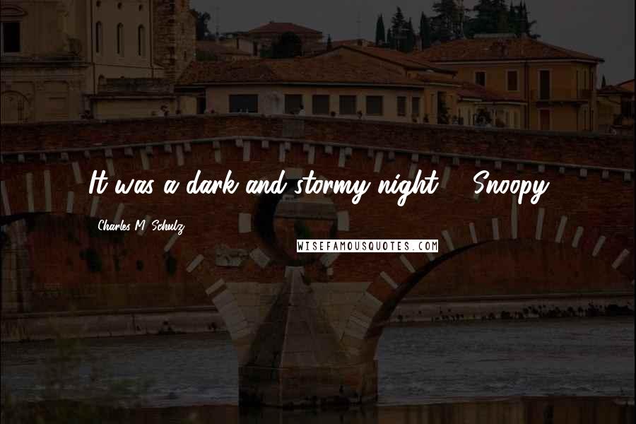 Charles M. Schulz Quotes: It was a dark and stormy night. - Snoopy