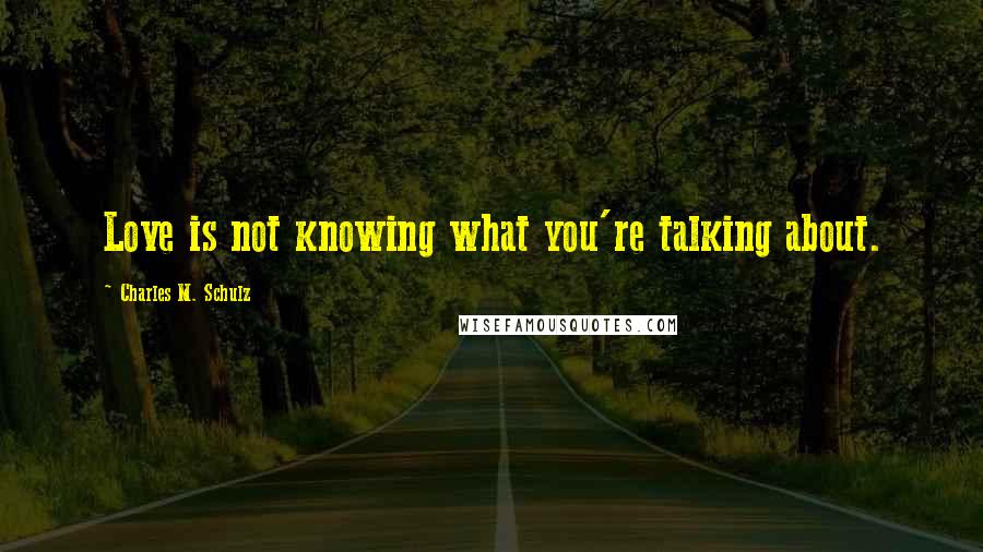 Charles M. Schulz Quotes: Love is not knowing what you're talking about.