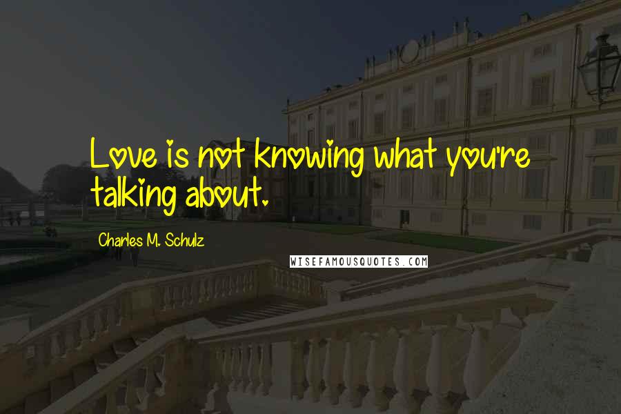 Charles M. Schulz Quotes: Love is not knowing what you're talking about.