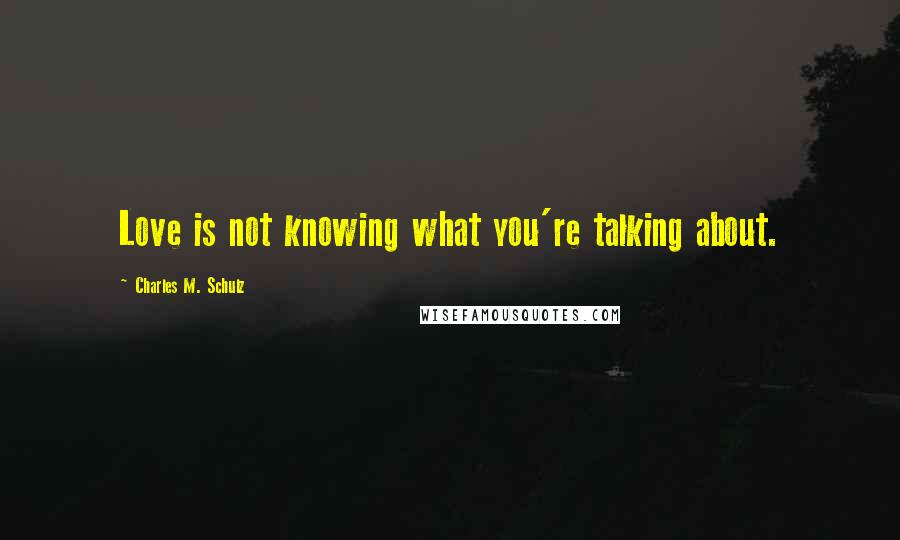 Charles M. Schulz Quotes: Love is not knowing what you're talking about.
