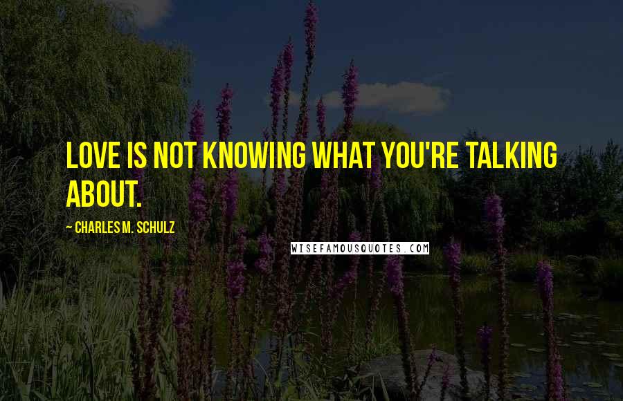 Charles M. Schulz Quotes: Love is not knowing what you're talking about.