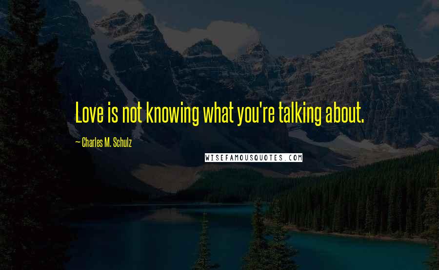 Charles M. Schulz Quotes: Love is not knowing what you're talking about.